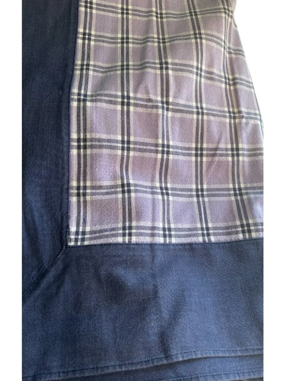 Vtg Fallani and Cohn 100% Cotton Purple Navy Plaid Tablecloth 56x96 Wide Border